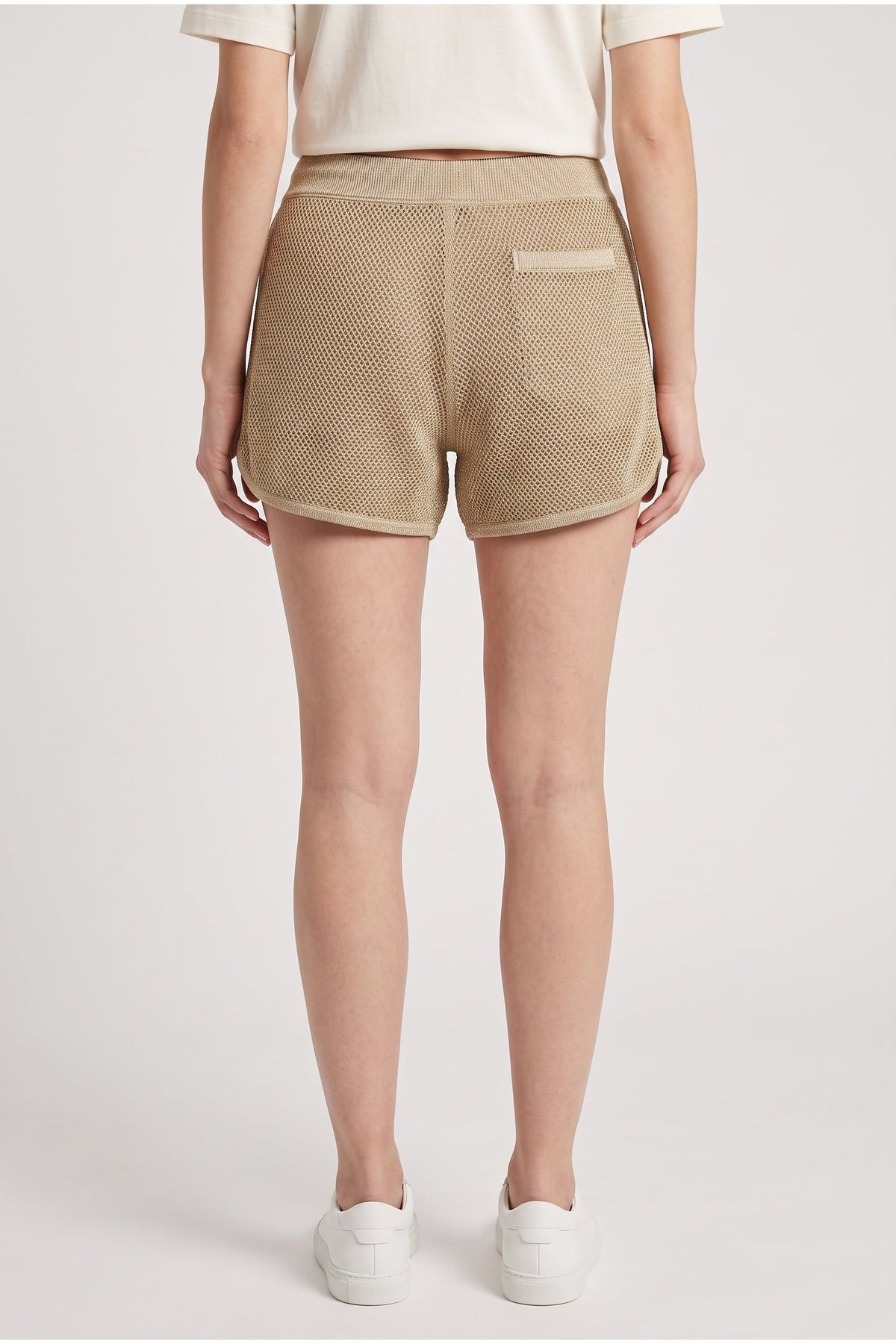 Women's Beige Mesh Boxer Shorts