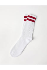 Women's White Red Striped Socks