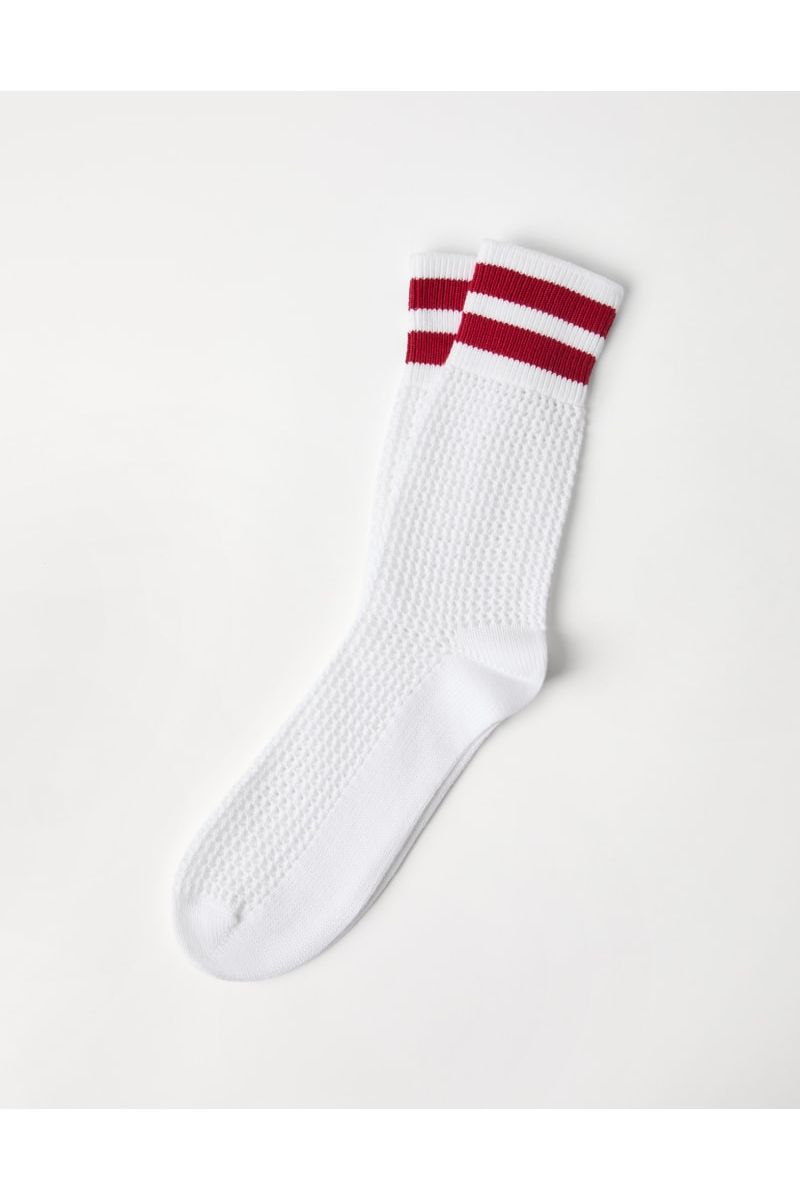 Women's White Red Striped Socks