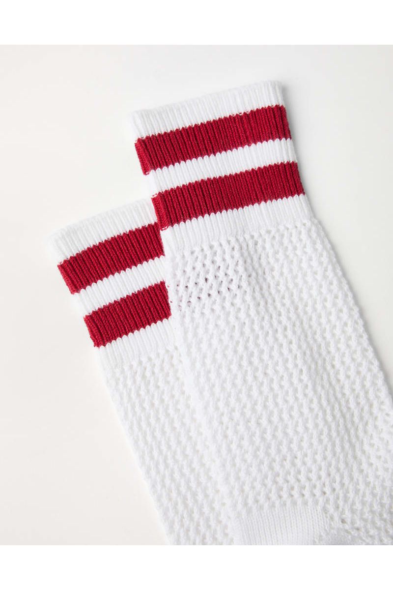 Women's White Red Striped Socks