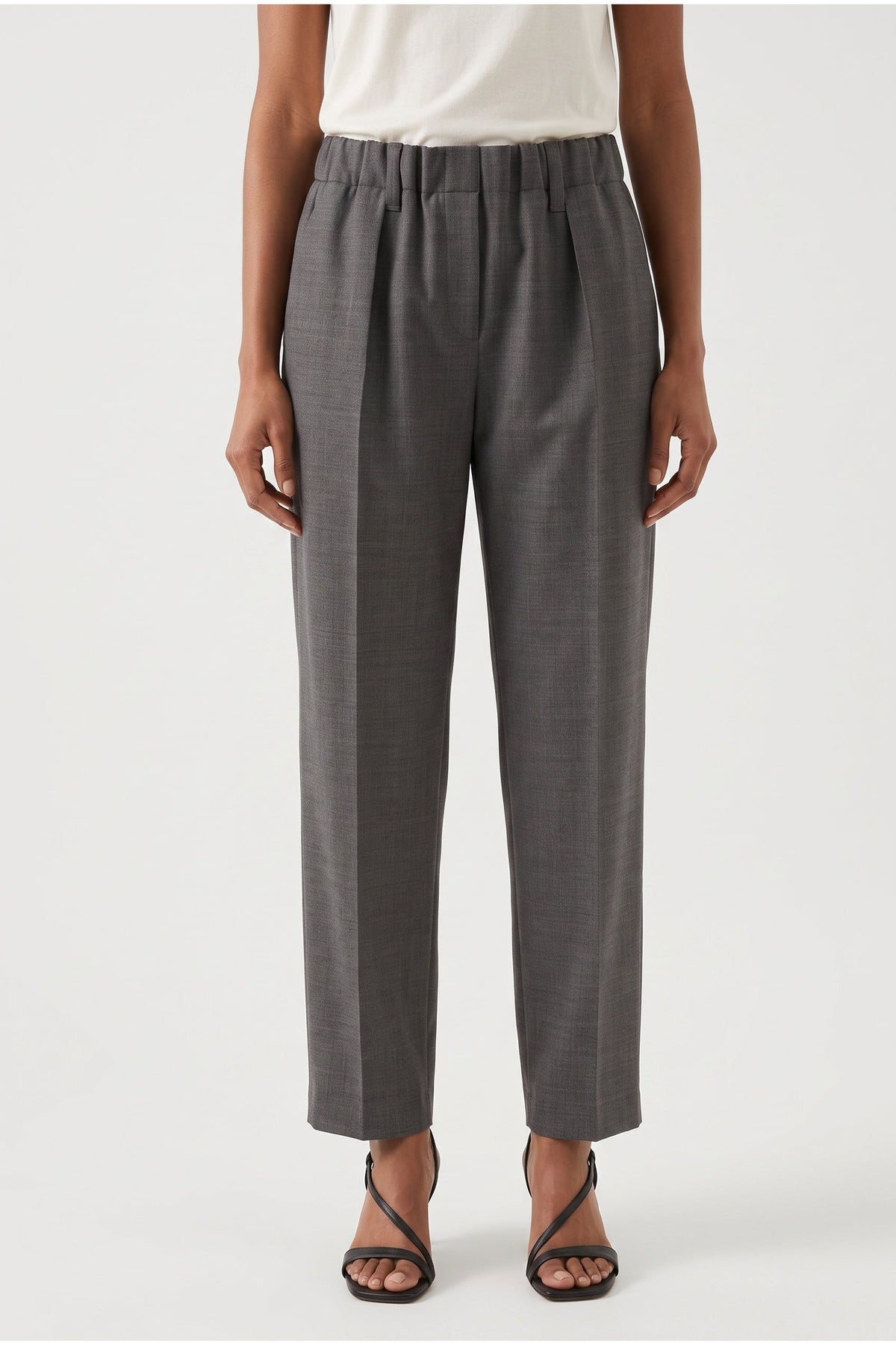 Women's Grey Wool Relaxed Trousers