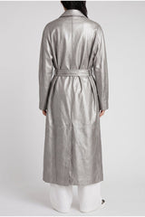 Brunello Cucinelli Women's Silver Belted Leather Jacket