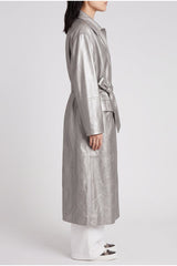 Brunello Cucinelli Women's Silver Belted Leather Jacket