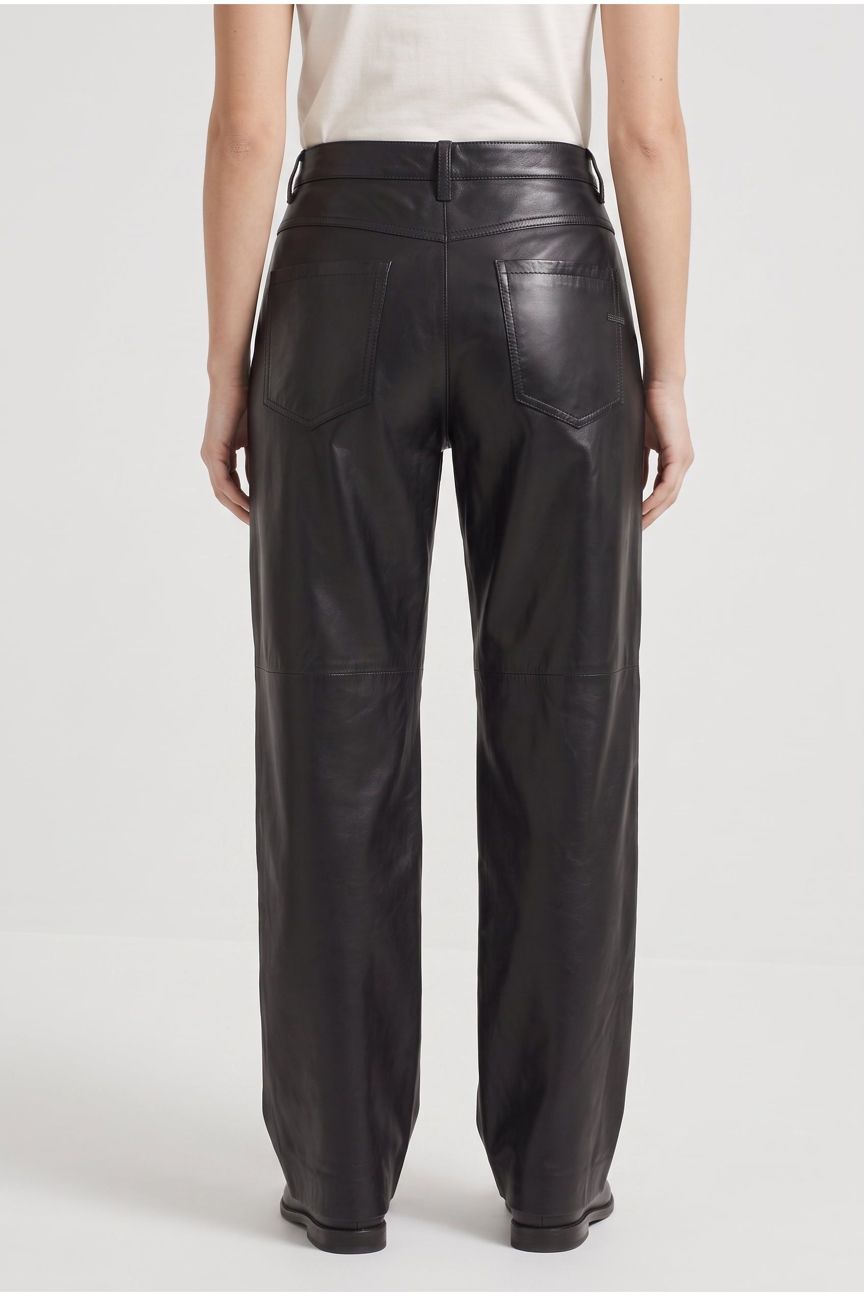 Women's Black Leather Wide Trousers – Eclipse Sample Sales