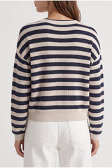 Women's Navy Striped Cotton Sweater