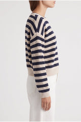 Women's Navy Striped Cotton Sweater
