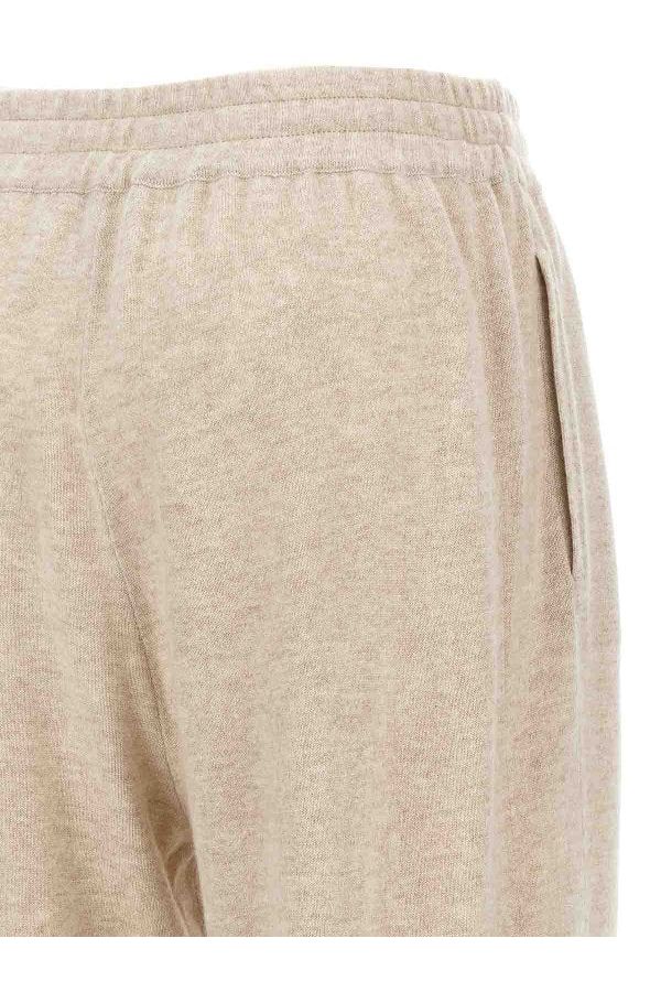 Women's Beige Wool Relaxed Trousers