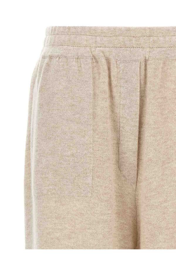 Women's Beige Wool Relaxed Trousers