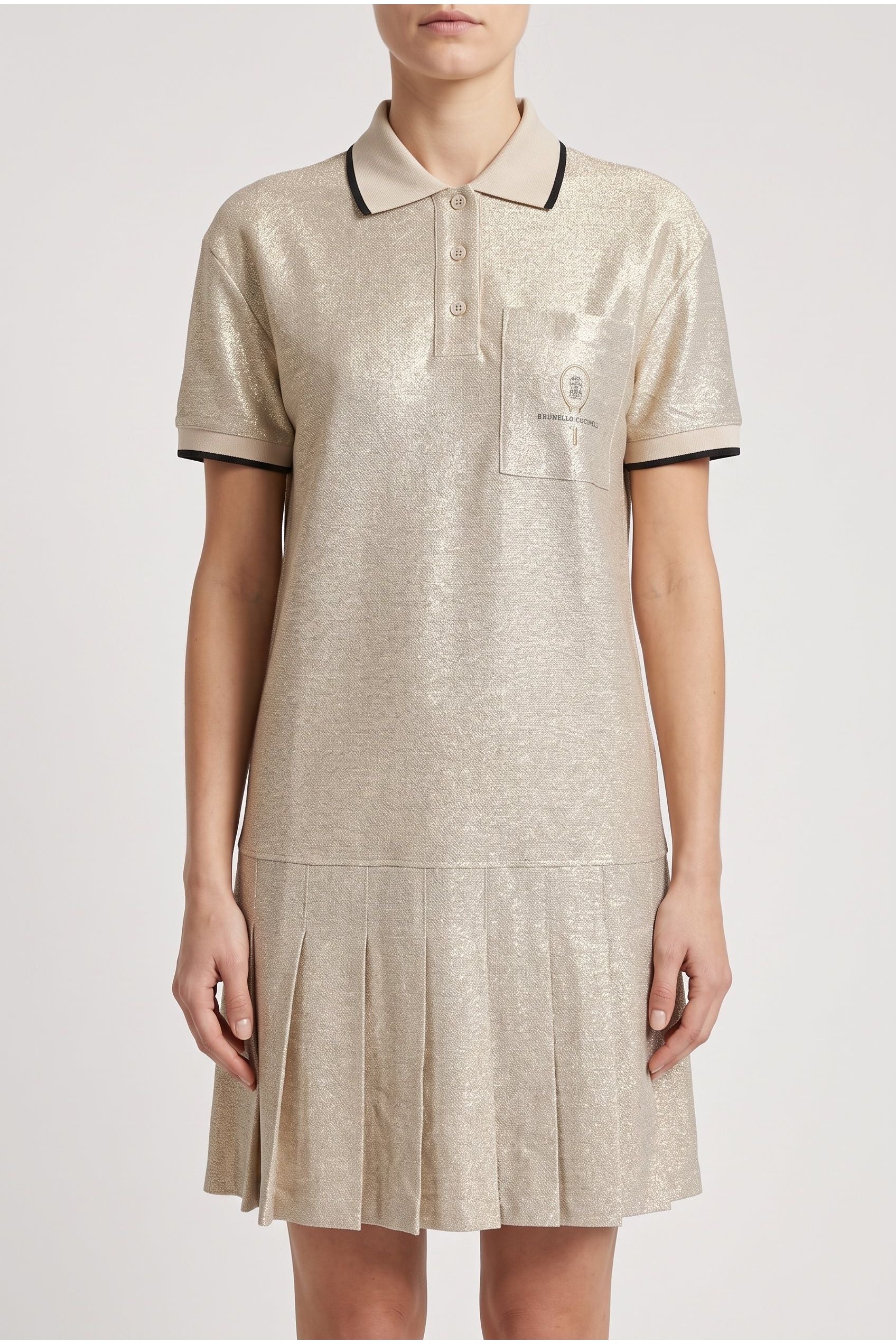 Brunello Cucinelli Women's Light Gold Linen Blend Dress Nwt