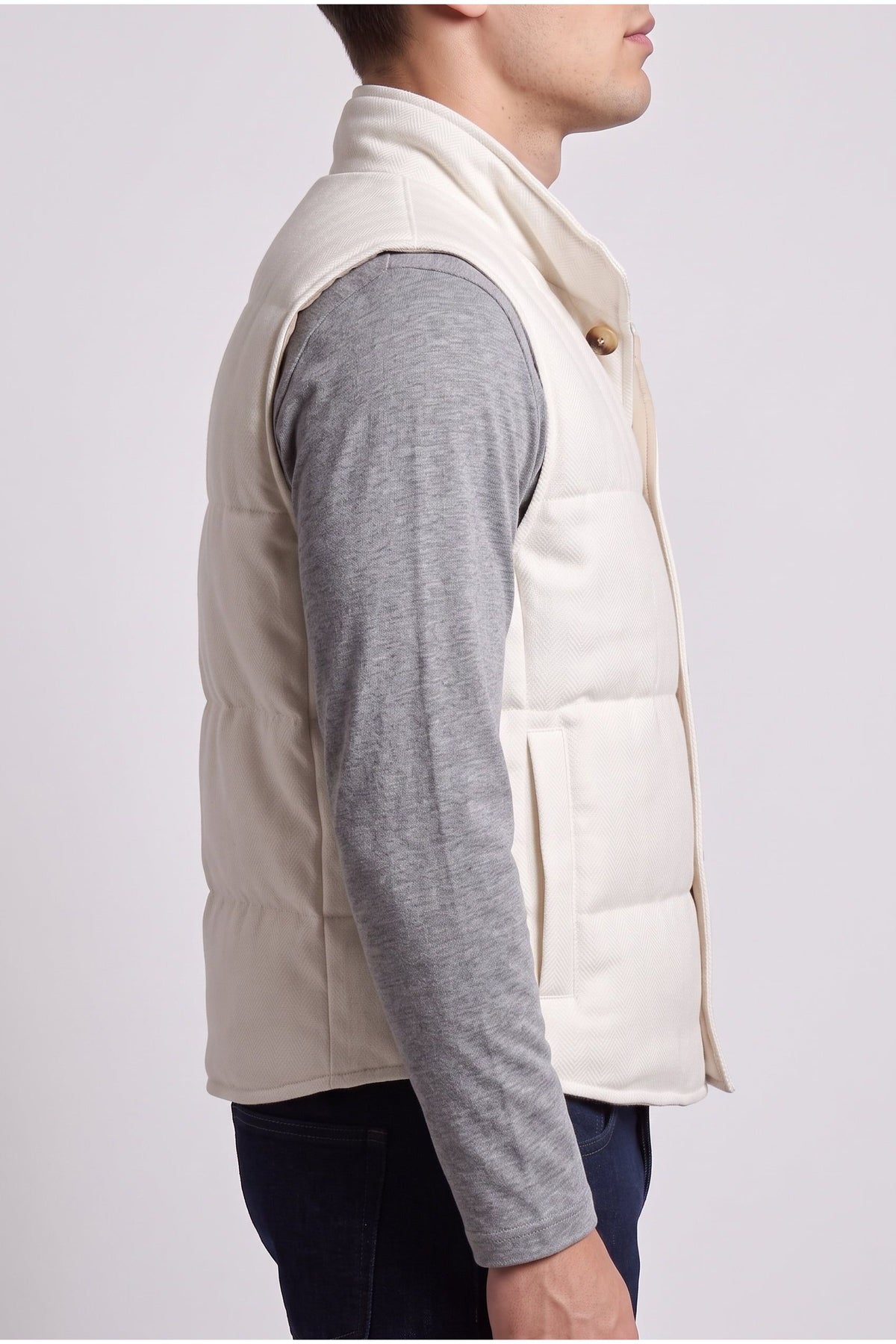 Men's Off White Wool Blend Vest