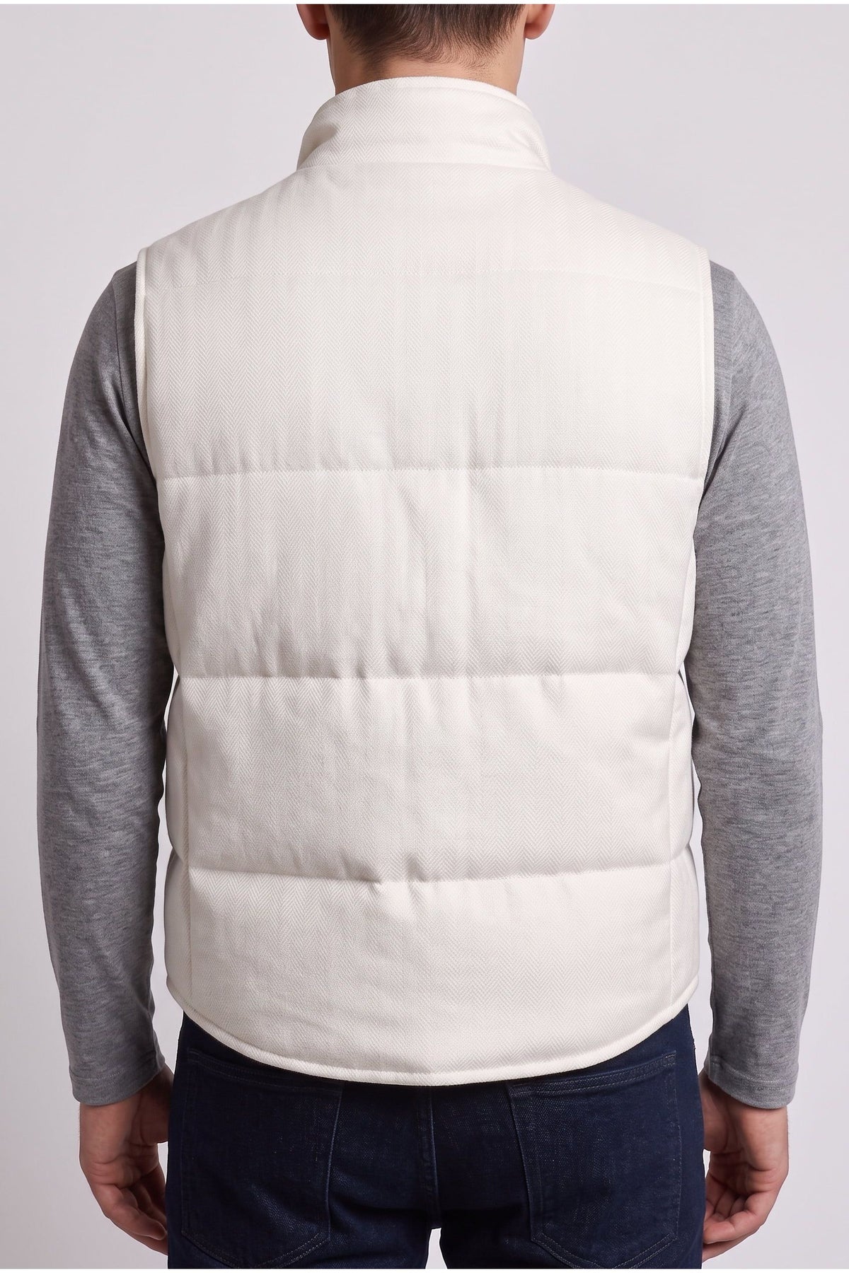 Men's Off White Wool Blend Vest