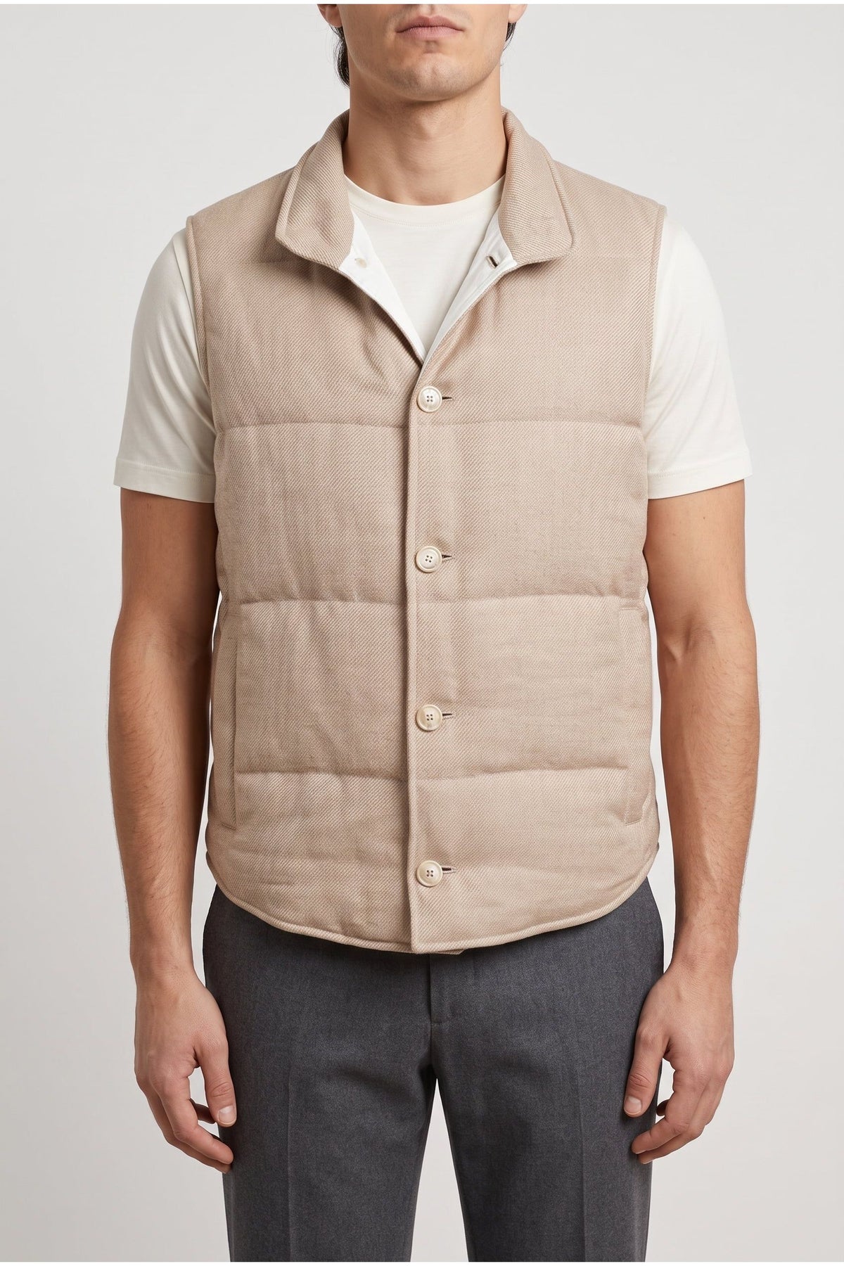 Men's Beige Wool Blend Vest