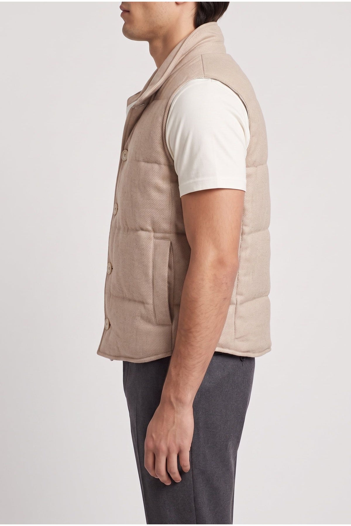 Men's Beige Wool Blend Vest