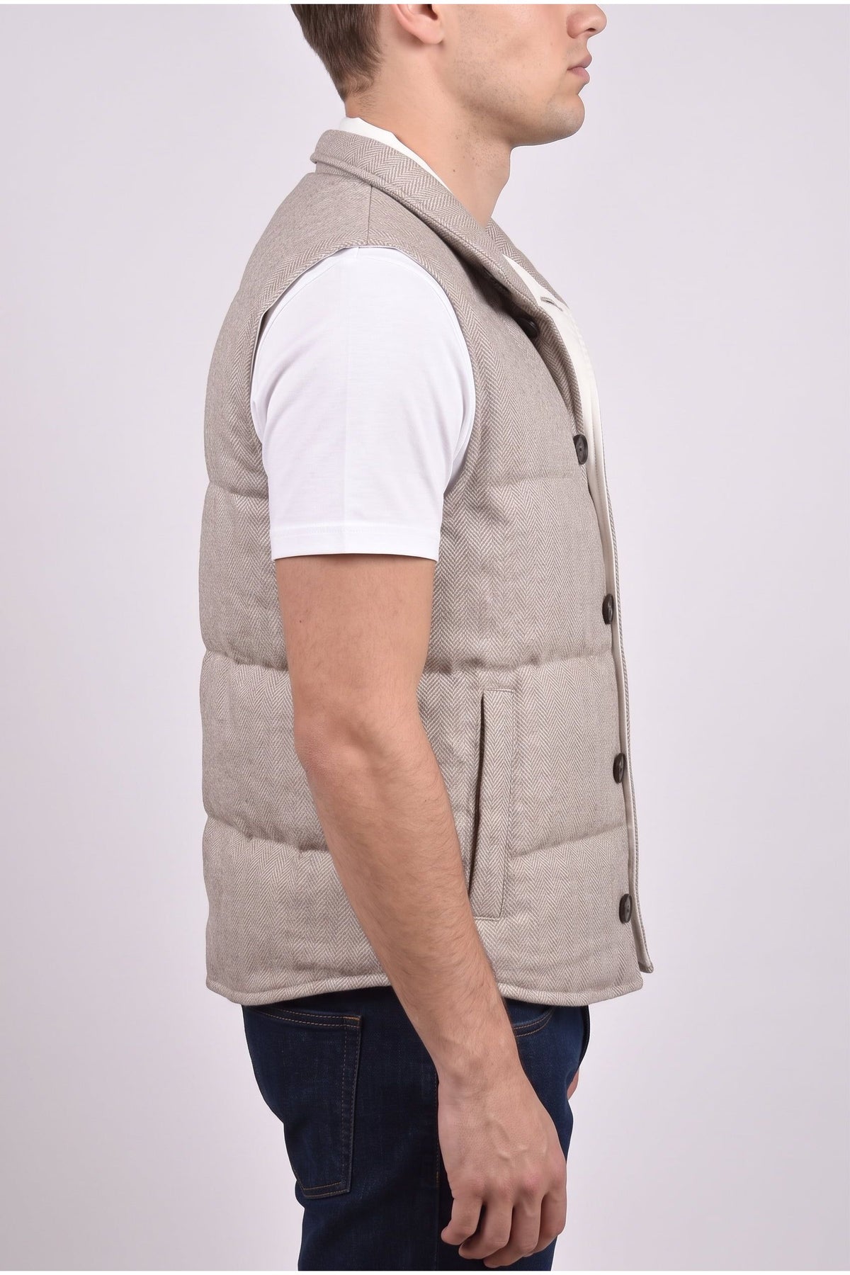 Men's Light Beige Wool Blend Vest