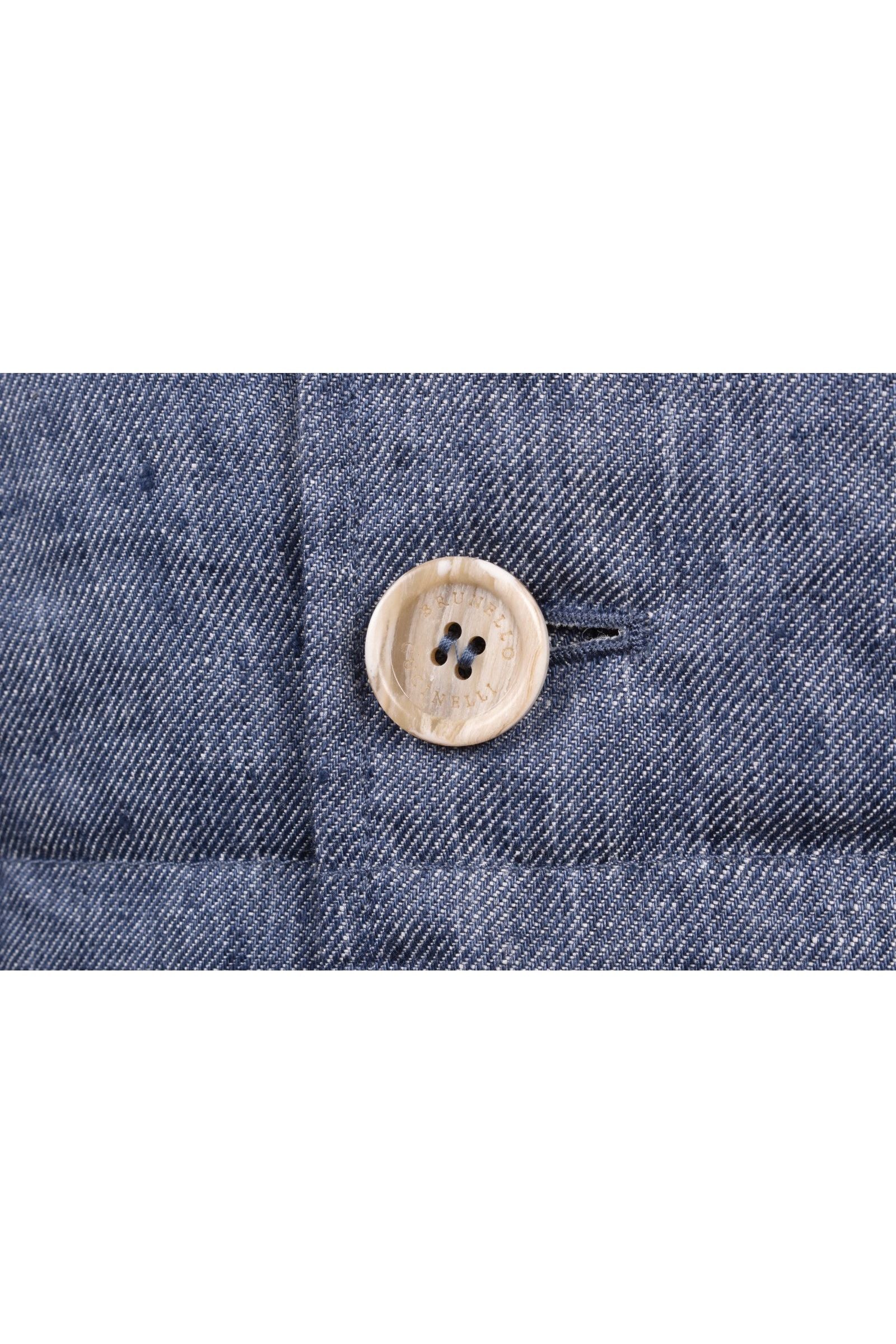 Brunello Cucinelli Men's Blue Linen Button Down Vest