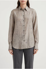 Women's Khaki Silk Oversized Shirt