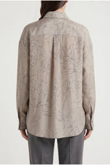 Women's Khaki Silk Oversized Shirt