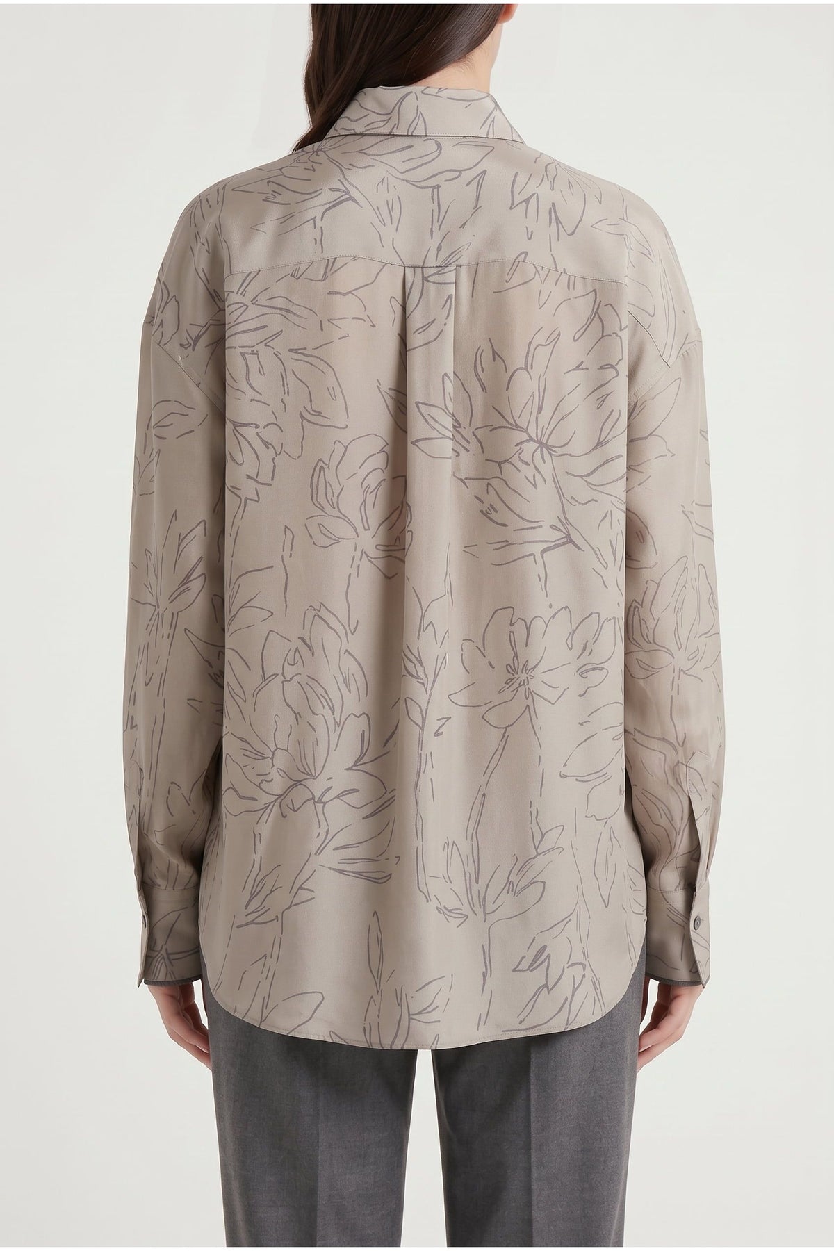 Women's Khaki Silk Oversized Shirt