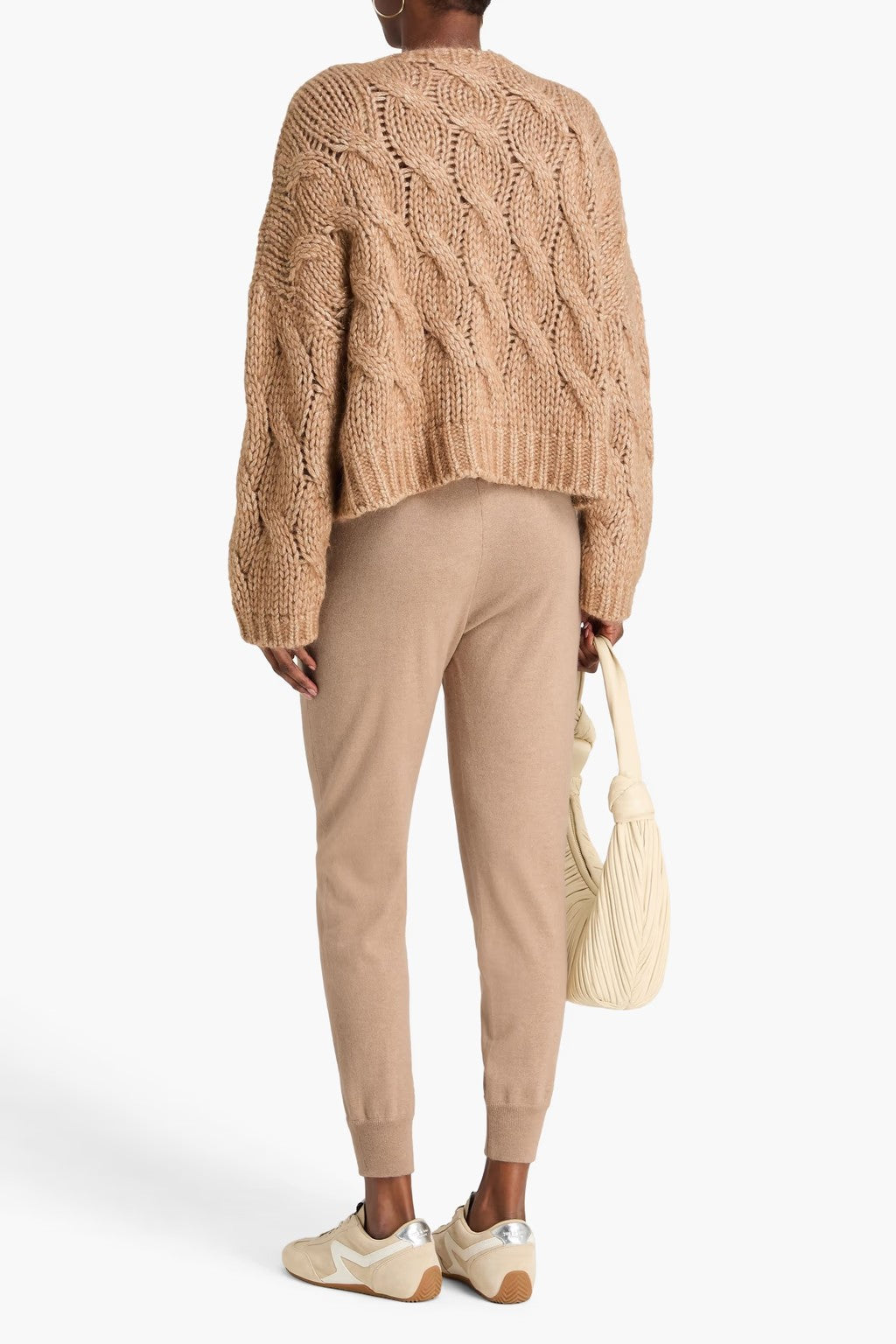 Women's Light Brown Wool Jogger Trousers