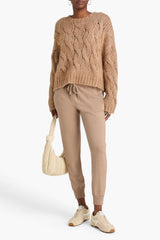 Women's Light Brown Wool Jogger Trousers