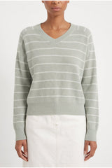 Women's Light Green Striped Sweater
