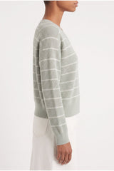 Women's Light Green Striped Sweater