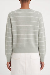 Women's Light Green Striped Sweater