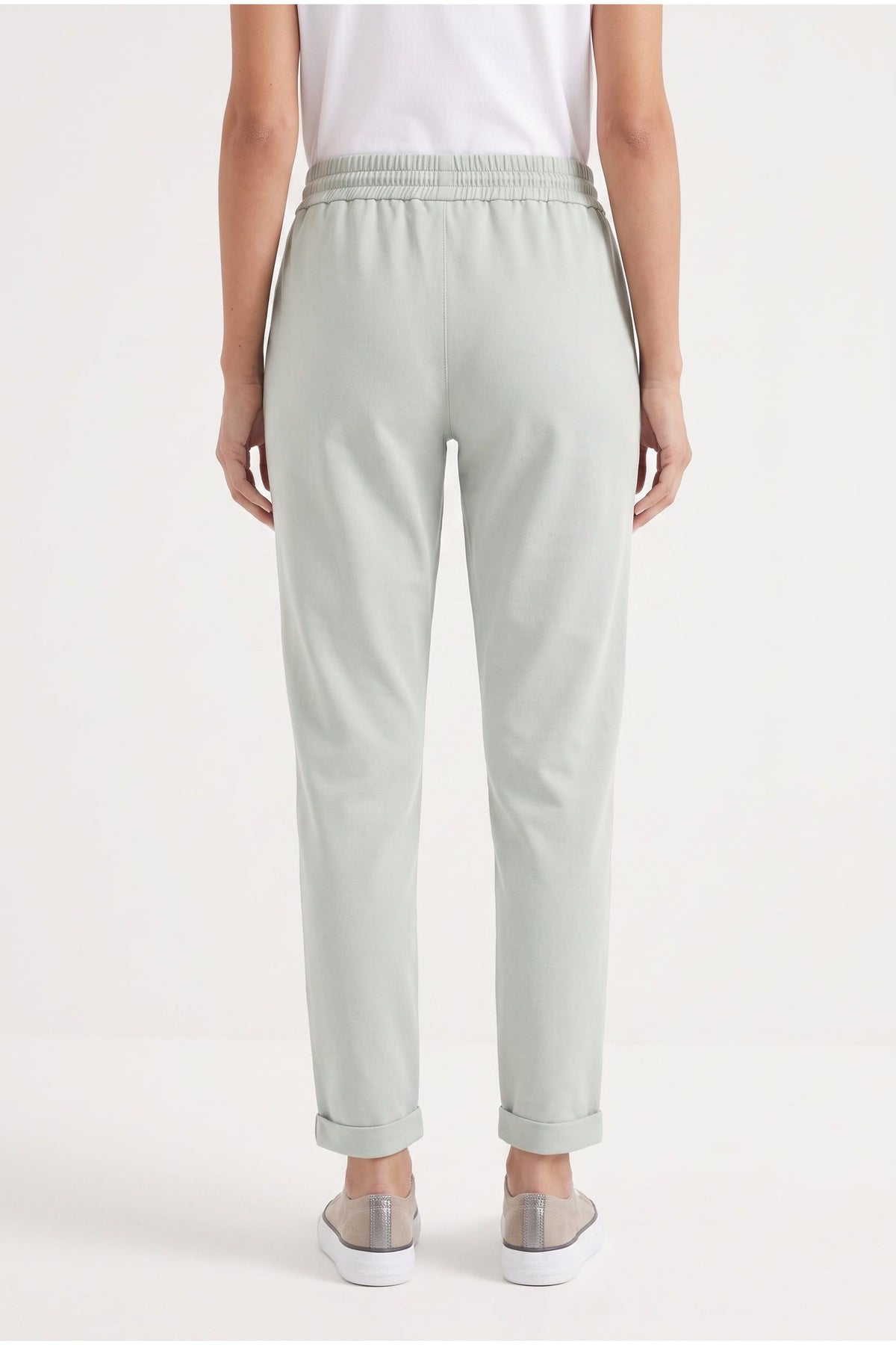 Women's Light Green Cotton Trousers