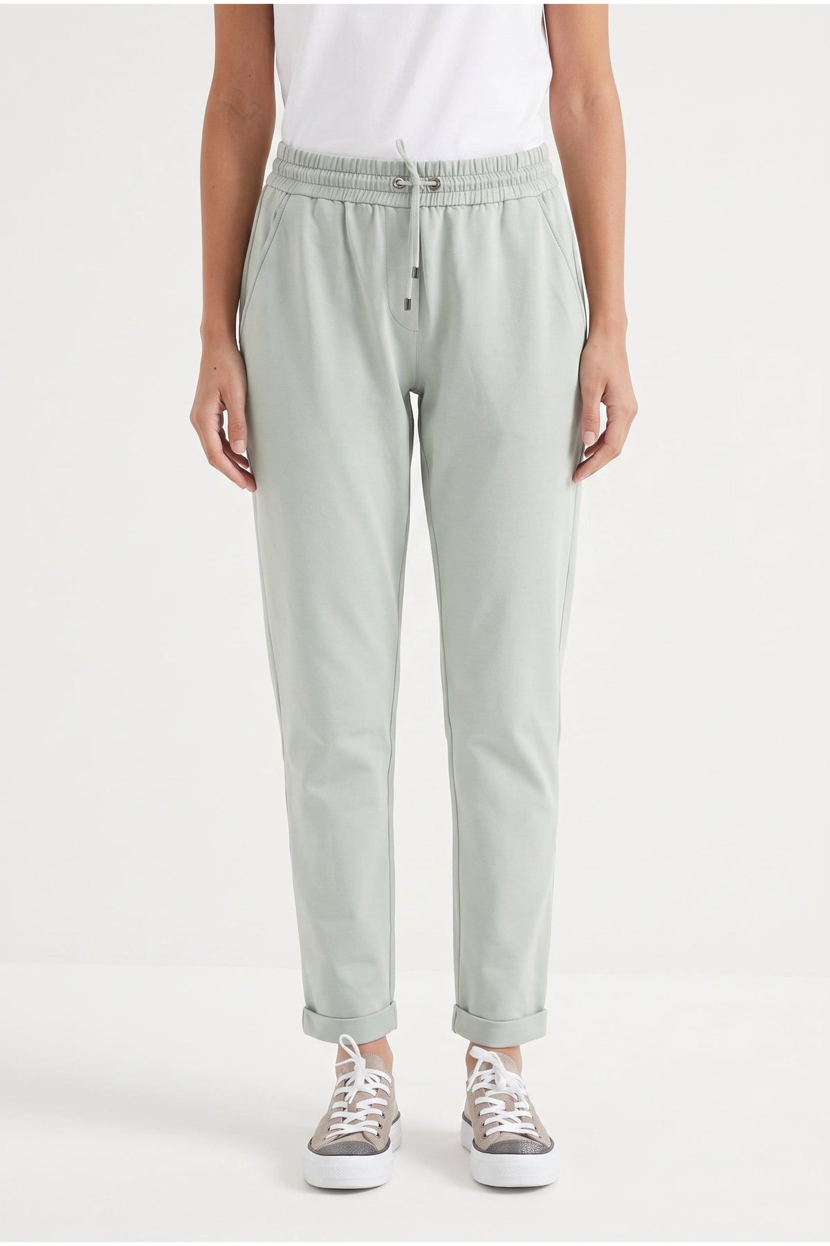 Women's Light Green Cotton Trousers