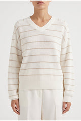 Women's Off White Striped Sweater