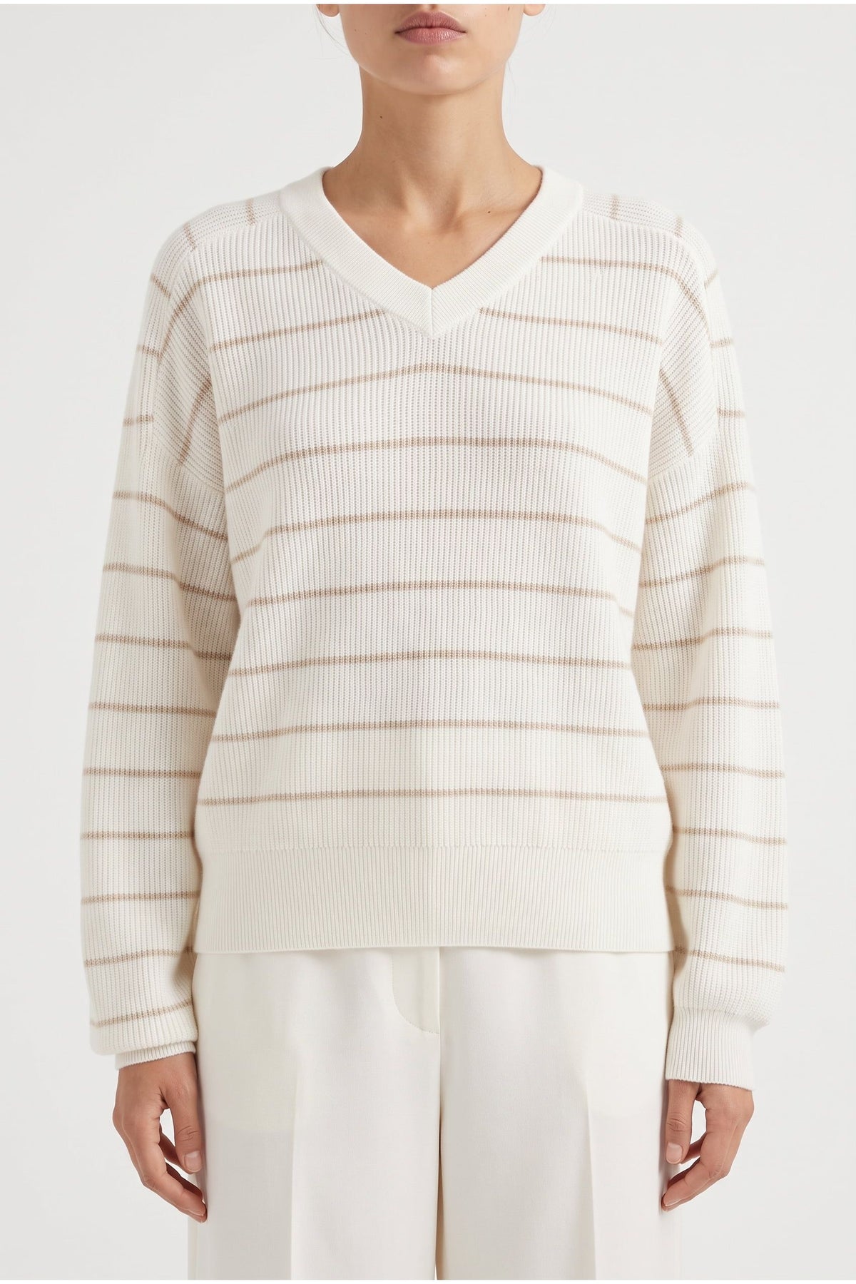 Women's Off White Striped Sweater
