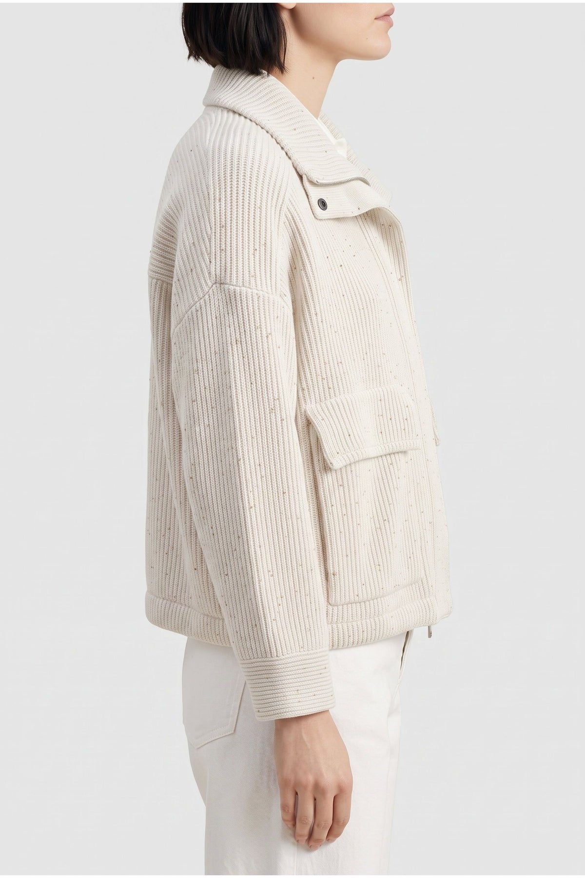 Women's Off White Relaxed Cotton Jacket
