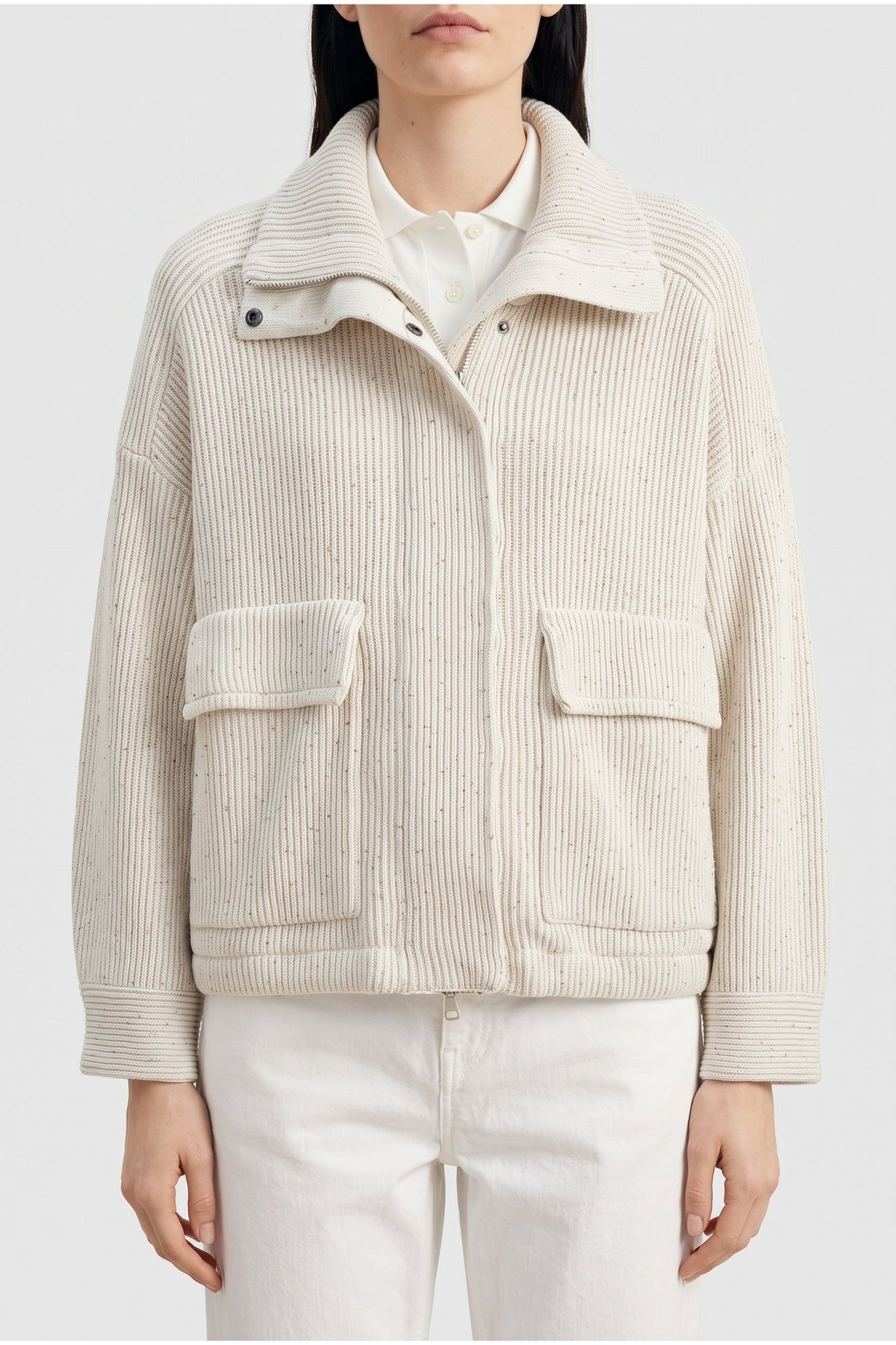 Women's Off White Relaxed Cotton Jacket