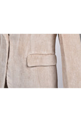 Women's Beige Casual Corduroy Jacket