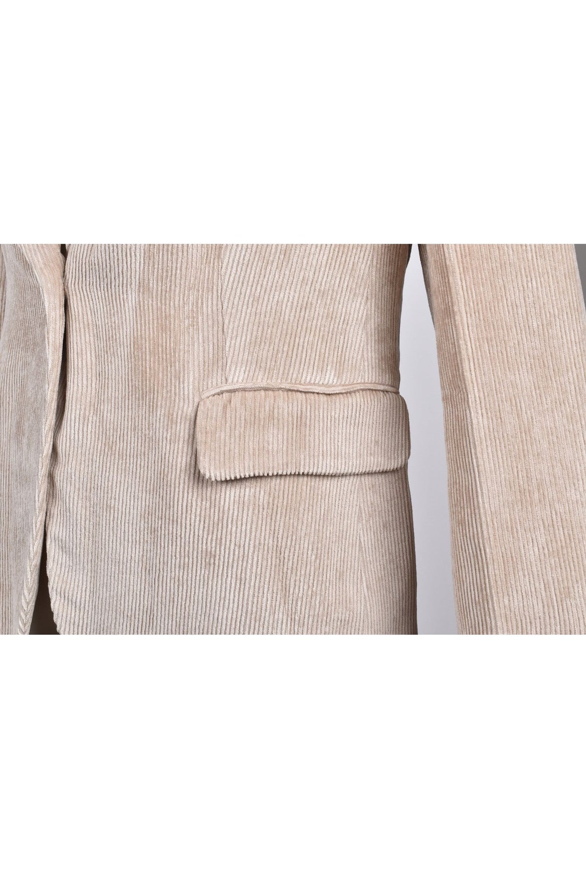 Women's Beige Casual Corduroy Jacket