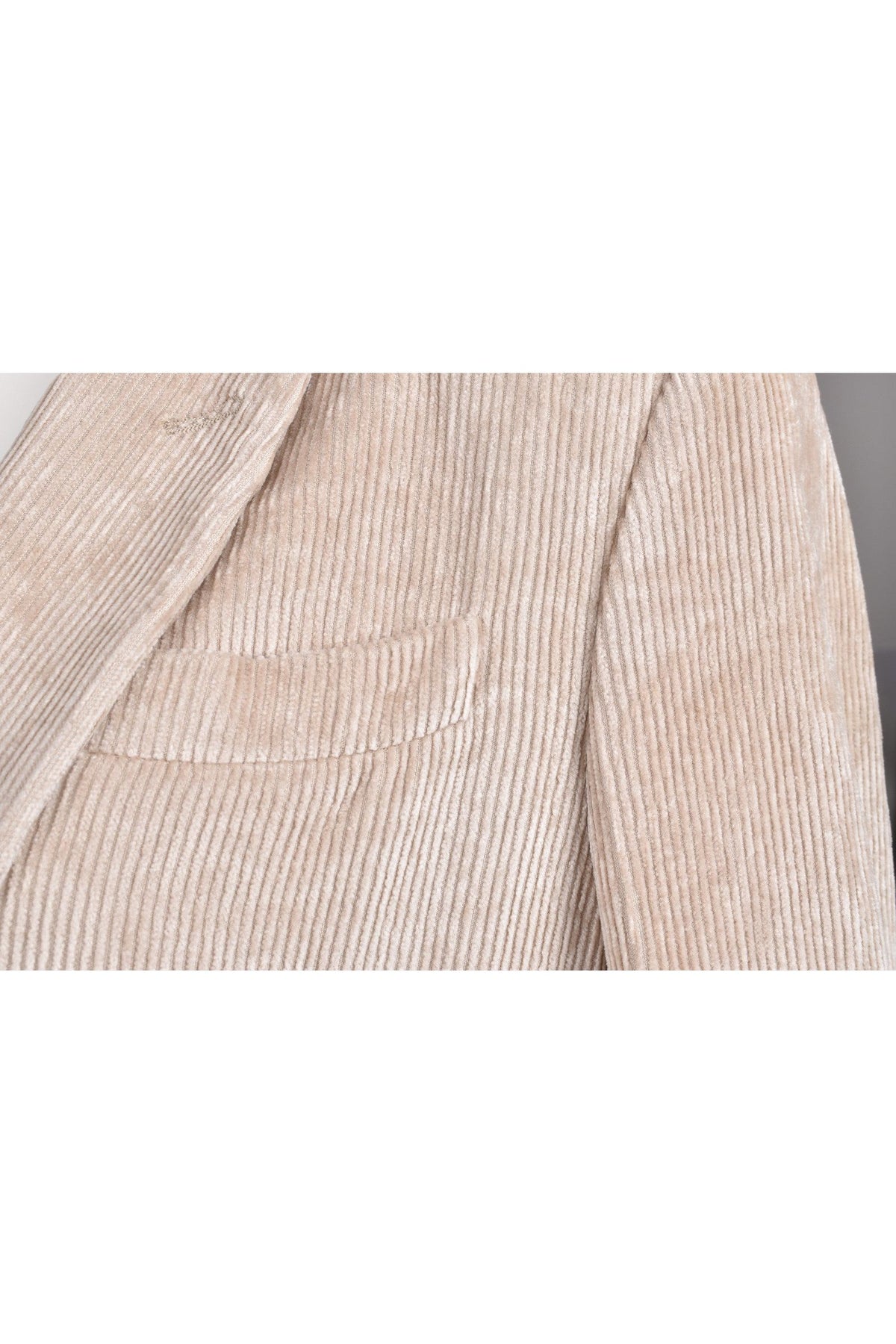 Women's Beige Casual Corduroy Jacket