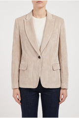Women's Beige Casual Corduroy Jacket