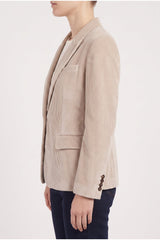 Women's Beige Casual Corduroy Jacket