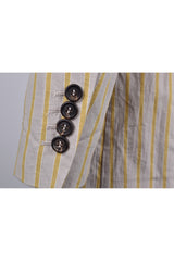 Women's Beige Striped Linen Suit