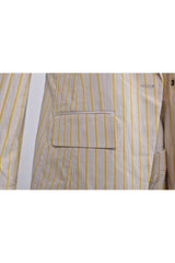 Women's Beige Striped Linen Suit