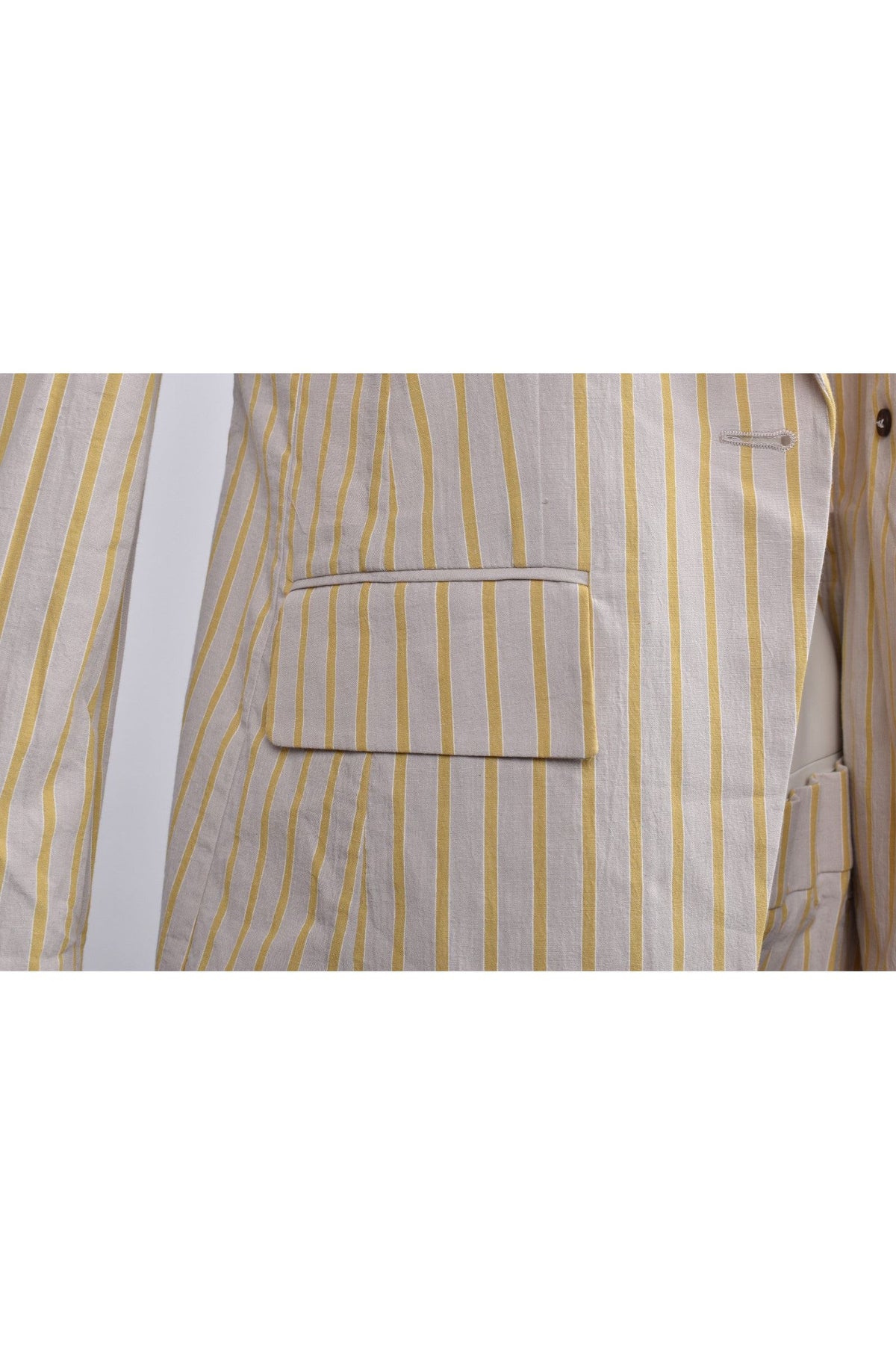 Women's Beige Striped Linen Suit
