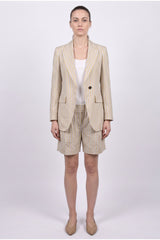Women's Beige Striped Linen Suit