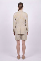 Women's Beige Striped Linen Suit