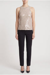 Women's Light Beige Sequin Tank Shirt