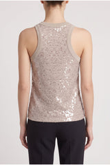 Women's Light Beige Sequin Tank Shirt
