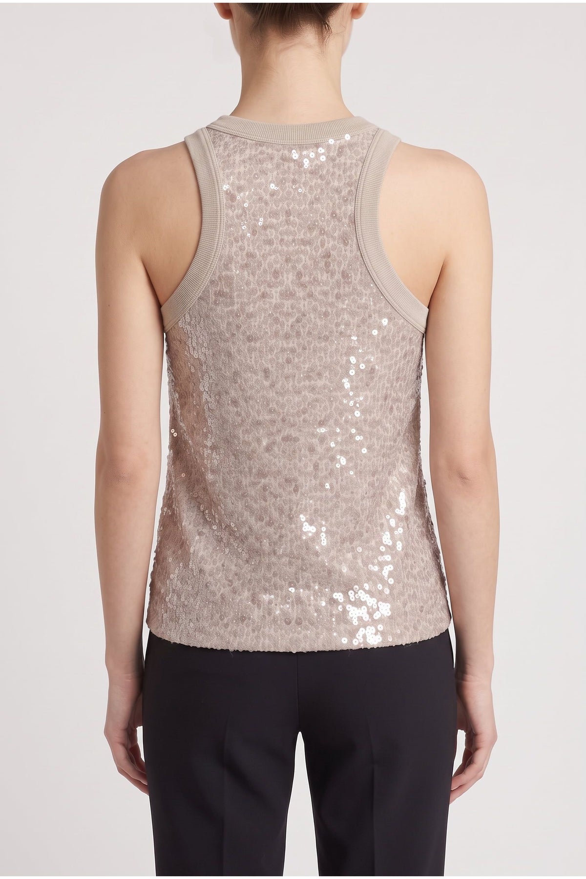 Women's Light Beige Sequin Tank Shirt