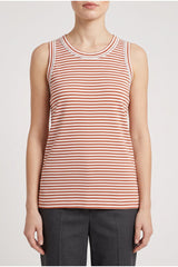 Women's Rust Striped Cotton Tank Shirt