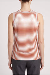 Women's Rust Striped Cotton Tank Shirt