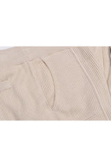 Women's Beige Ribbed Knit Trousers