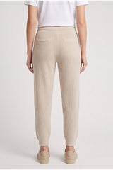 Women's Beige Ribbed Knit Trousers